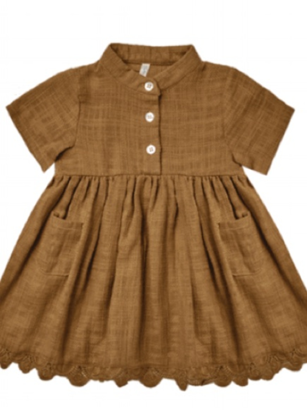 Rylee + Cru Esme Short Sleeve Dress with Scalloped Hem chartreuse